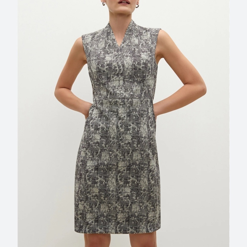 MM Lafleur The Aditi Dress Crackle Black White Knee Length Size 0 Petite Women’s
